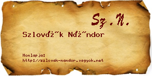 Szlovák Nándor névjegykártya