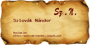 Szlovák Nándor névjegykártya